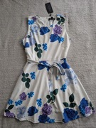 Nowa biała niebieska elegancka sukienka w kwiaty kwiatki Mela London 40