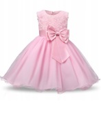 Urocza Sukienka Balowa z Kokardą i Brokatem - Idealna na Wesela - 110