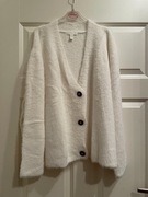 Biały puszysty kardigan H&M, oversize, XL