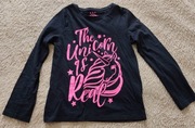 F&F Czarna bluzka jednorożec, r. 128-134
