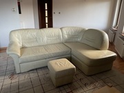 SOFA NAROŻNIK BEŻOWA JASNY KREM SKÓRA