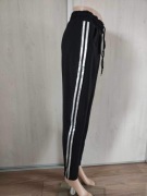 Spodnie dresowe damskie czarne z lampasami, wysoki stan,uniwersalny rozmiar