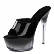 Czarne szpilki z brokatową platformą 15 cm, 38 nowe