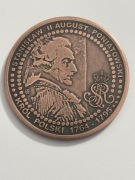 Poniatowski. Mennica  w Warszawie. Fi 50 mm. Miedź patyna. Gyges