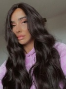Peruka nowa jak naturalne ciemny brąz lace front gęste grzywka dla kobiet
