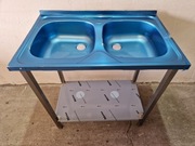 Zlew gastronomiczny 2-komorowy z ociekaczem i półką 80x50x85 OKAZJA