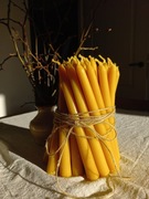 4 Naturalne świece gładkie, stołowe.wosk pszczeli.Kolacja Walentynki