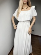 Biała sukienka odkryte ramiona Lily Rose hiszpanka na wesele rozmiar L