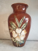 Vintage duży wazon podłogowy z wypukłym reliefem z obu stron 38 cm lata 70.