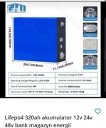 Lifepo4 320ah akumulator  12v 24v 48v bank magazyn energii