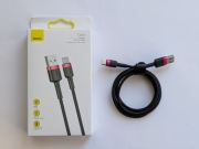 Kabel Baseus Cafule USB-A - USB-C 1m 3A czarno-czerwony (CATKLF-B91)