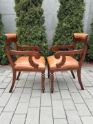 Fotele Gabinetowe w Stylu Biedermeier po renowacji naturalna skora