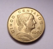 Meksyk 5 centavos 1969 PIĘKNA!