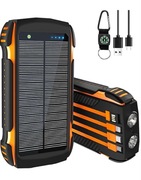 Ładowarka solarna 56800 mAh i 65 W, z 4 wbudowanymi kablami