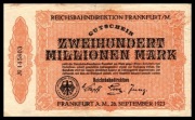notgeld Frankfurt n. Menem, Reischbahndirektion, 26.09.1923, 300 mln Mk