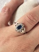 Zestaw Szafirowa cyrkonia Markiza Pierścionek Zawieszka Kolczyki 