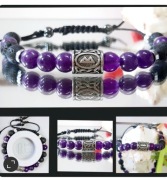 BRANSOLETKA RUNA BERKANO STAL SZLACHETNA 316L KAMIEŃ AMETYST 15 cm