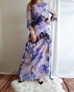 Suknia Sukienka Fioletowa w Kwiaty Falbany M 38 Asos Design