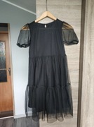 Czarna sukienka z brokatem błyszcząca podszewka + siateczka na wierzchu 