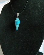 Meksykański, niebieski agat szalony, wahadełko, wisiorek