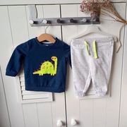 Komplet dres dresik 74 z dinozaurem granatowy szary bluza spodnie