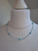 Naszyjnik handmade z naturalnych kamieni hematyt turkus cyjanit akwamaryn