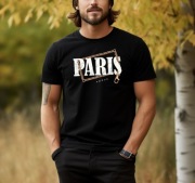 Koszulka czarna męska nadruk paris - INK MASTER APPAREL