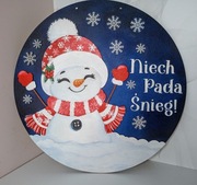 ZIMOWY SZYLD, ŚWIĄTECZNA TABLICA NA DRZWI – RĘKODZIEŁO, Ø35 CM