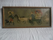 STARA LITOGRAFIA ŚMIESZNY POCIĄG DZIECIĘCY OK.1905 r.