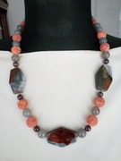 Naszyjnik  korale agat rubin koral 