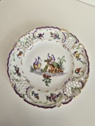 piękny stary unikatowy ażurowy talerz / patera 23 cm XIXw. jak Miśnia