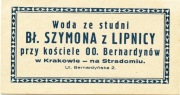 Woda ze studni BŁ. SZYMONA Z LIPNICY..Kraków Berna