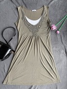 Aniston rozmiar 40 oliwkowa sukienka na ramiączkach khaki boho wiosna|lato