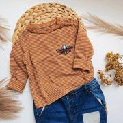 Koszulka Top Gun chłopięca brązowa w paski napy basic 86 długi rękaw bluzka