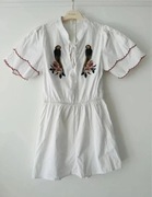 Kombinezon w ptaki biały bawełniany haftowany 34 XS