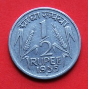 1/2   Rupii  1955 B  r  -   Indie   Kłosy