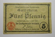 banknot zastępczy Niemcy Notgeld 5 Pfennig 1917