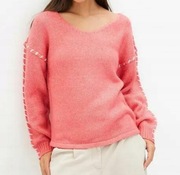Bonprix ciepły elegancki sweter  koralowy 48/50