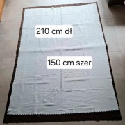 Duży elegancki śmietankowy obrus w satynowe paski 210 cm x 150 cm