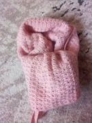 Szal ażurowy ręcznie robiony pudrowy róż 