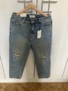 Wiya Denim Days boyfriend jeansy premium marmurek L 40 proste dekatyzowane