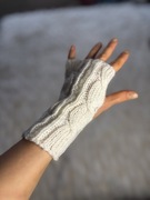 Rękawiczki mitenki białe śmietankowe