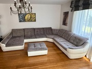 Sofa narożna duża plus puf 