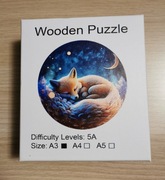 Drewniane puzzle A3 śpiący lisek 