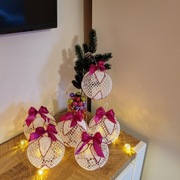 Komplet Bombek Szydełkowych Fiolet Handmade 