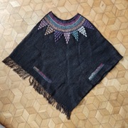 Poncho wełniane grube zimowe handmade Meksyk oryginalne jedyne unikat