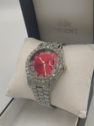 Luksusowy męski zegarek ICE z czerwoną tarczą iced out z cyrkoniami kwarc 