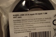 Kabel USB 2.0 A męski / B męski  - 1,8 metra .