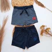 Spodnie spodenki szorty 2 pak 86 92 w paski granatowe wygodne