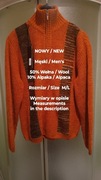 NOWY  Męski ciepły sweter z wełny i alpaki, 50% Wełna 10% Alpaka, Roz. M/L